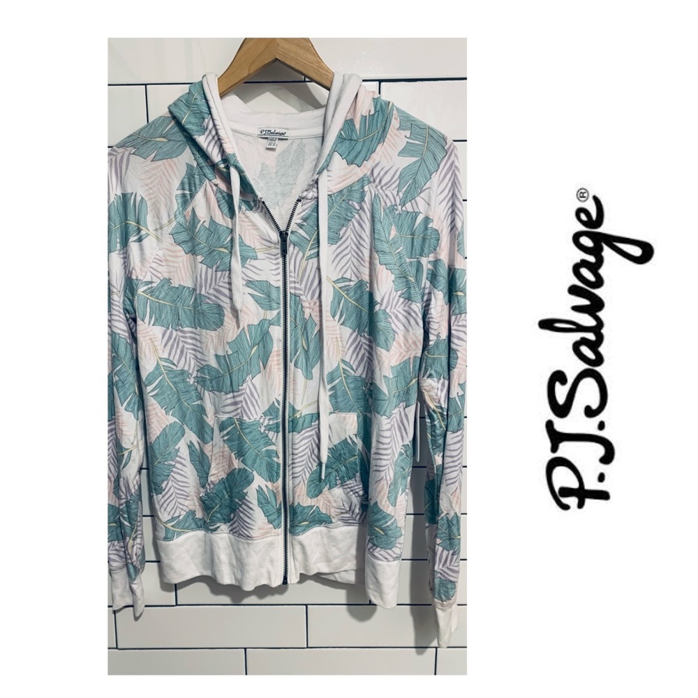 New PJ Salvage leaf print zip up Hoodie Sweatshirt M
